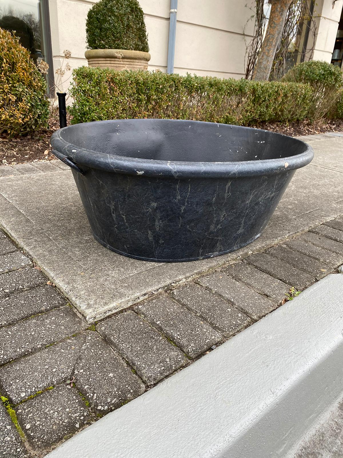 Early 20th Century Faux Marble Tole Footbath, Large Scale For Sale 1