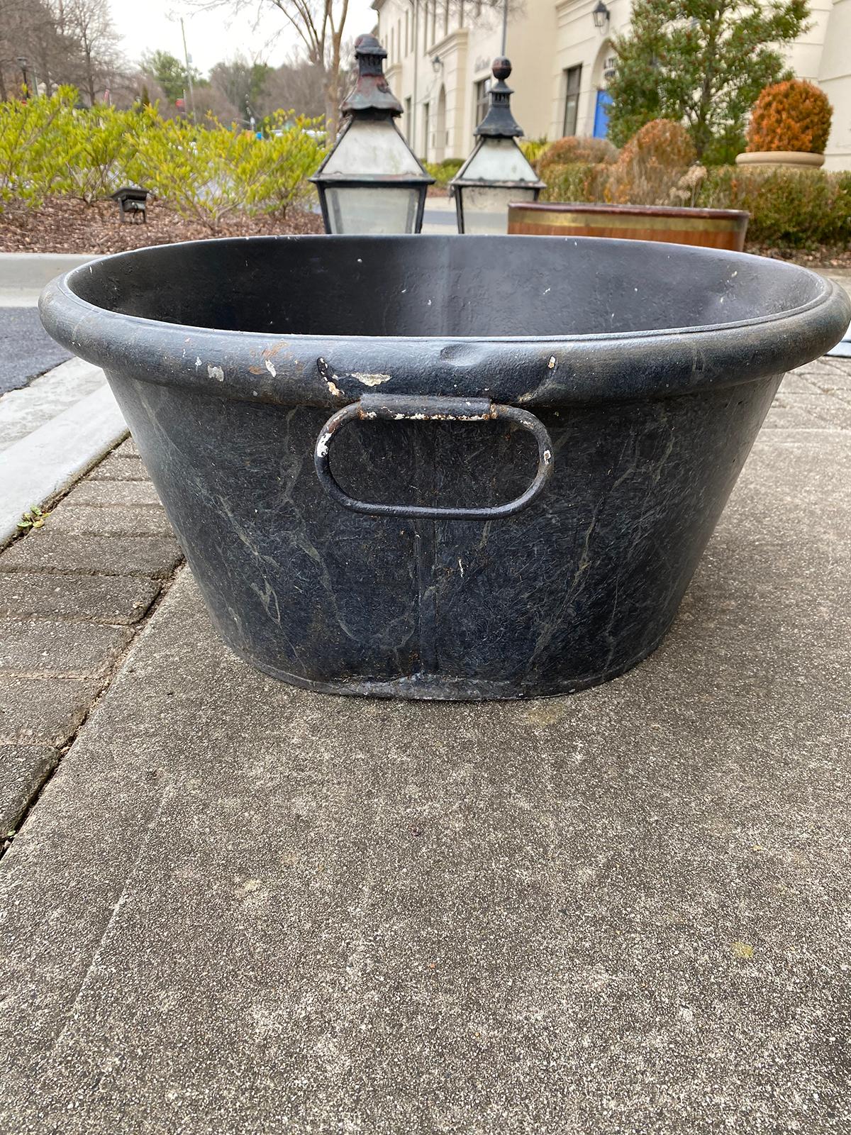Early 20th Century Faux Marble Tole Footbath, Large Scale For Sale 3