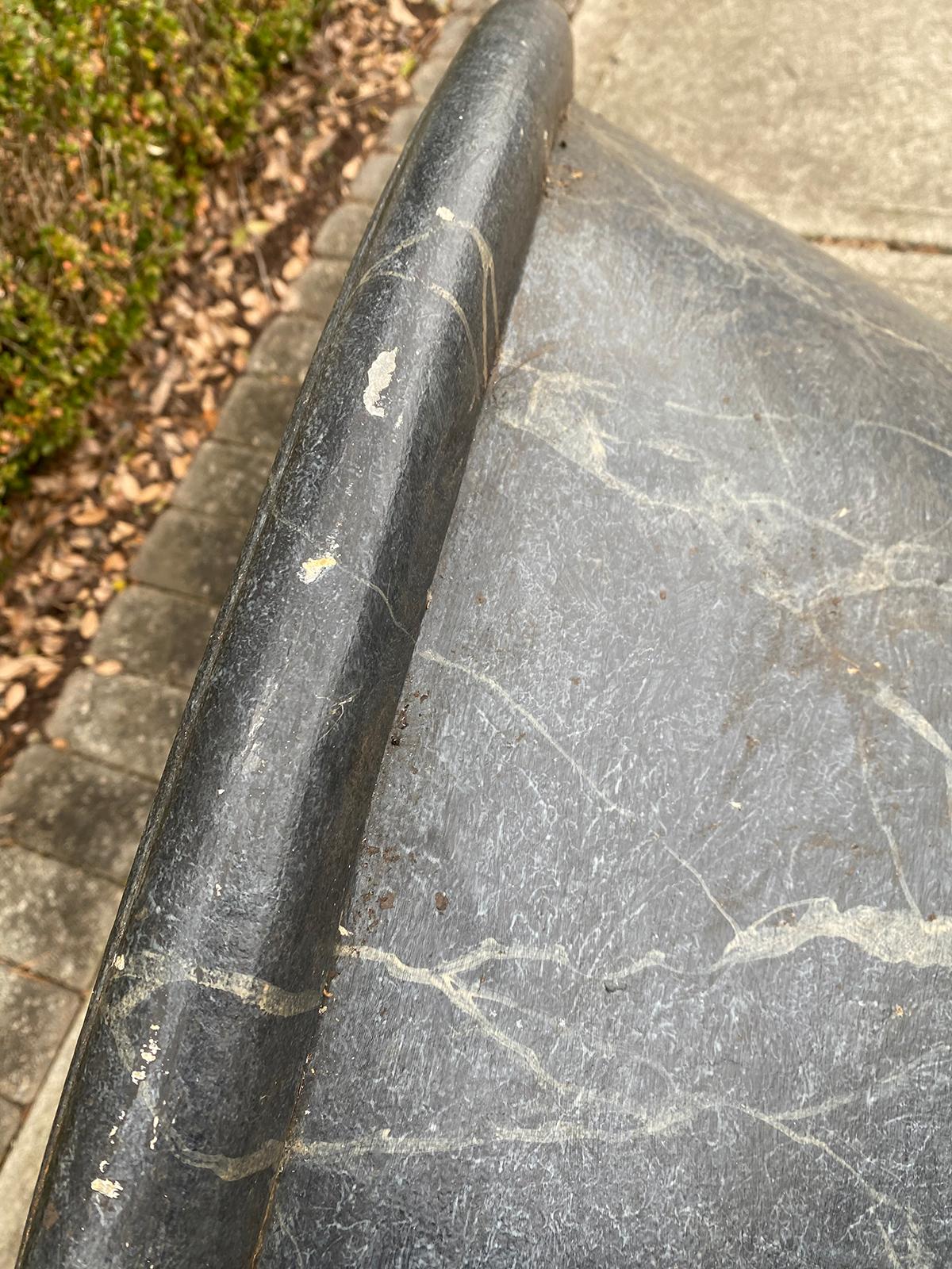 Early 20th Century Faux Marble Tole Footbath, Large Scale For Sale 5