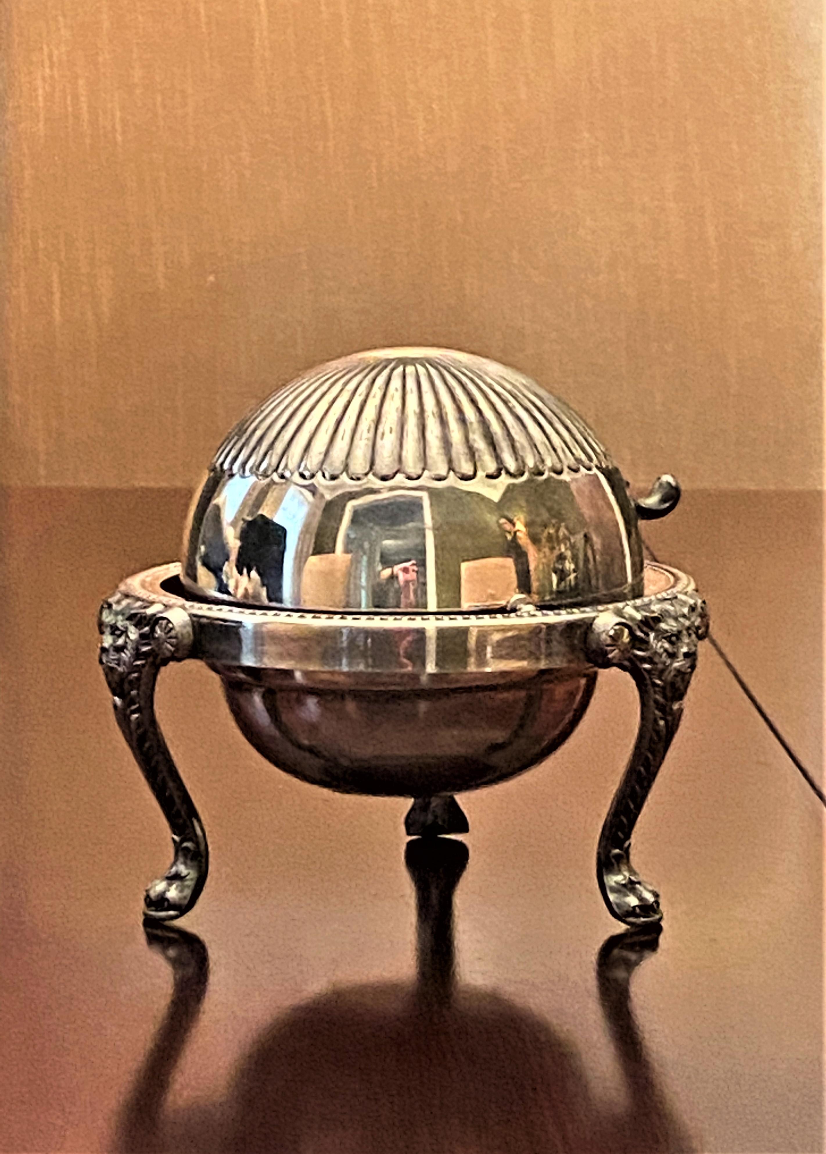 Belle Époque Early 20th-Century F.B. Rogers Silver Butter Dish with Lid and Lionheads