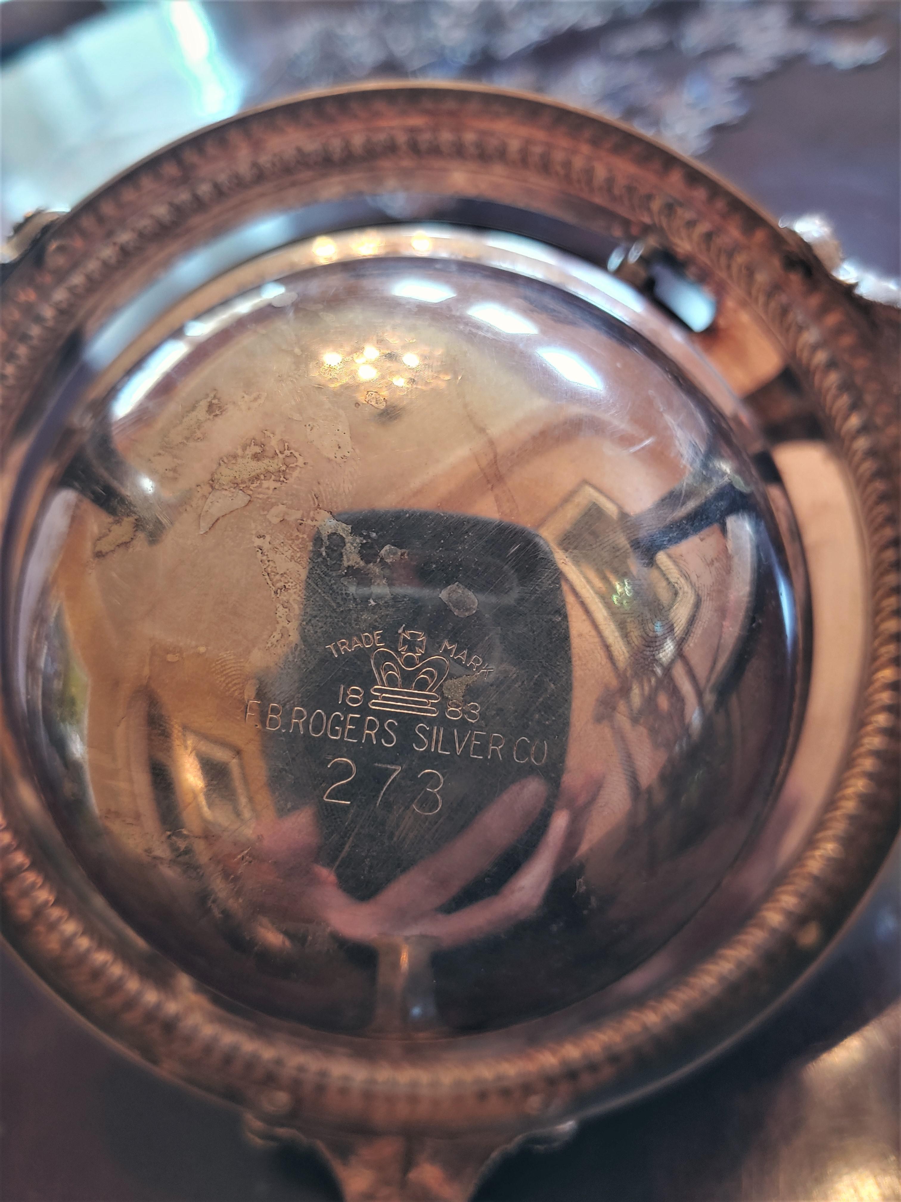English Early 20th-Century F.B. Rogers Silver Butter Dish with Lid and Lionheads