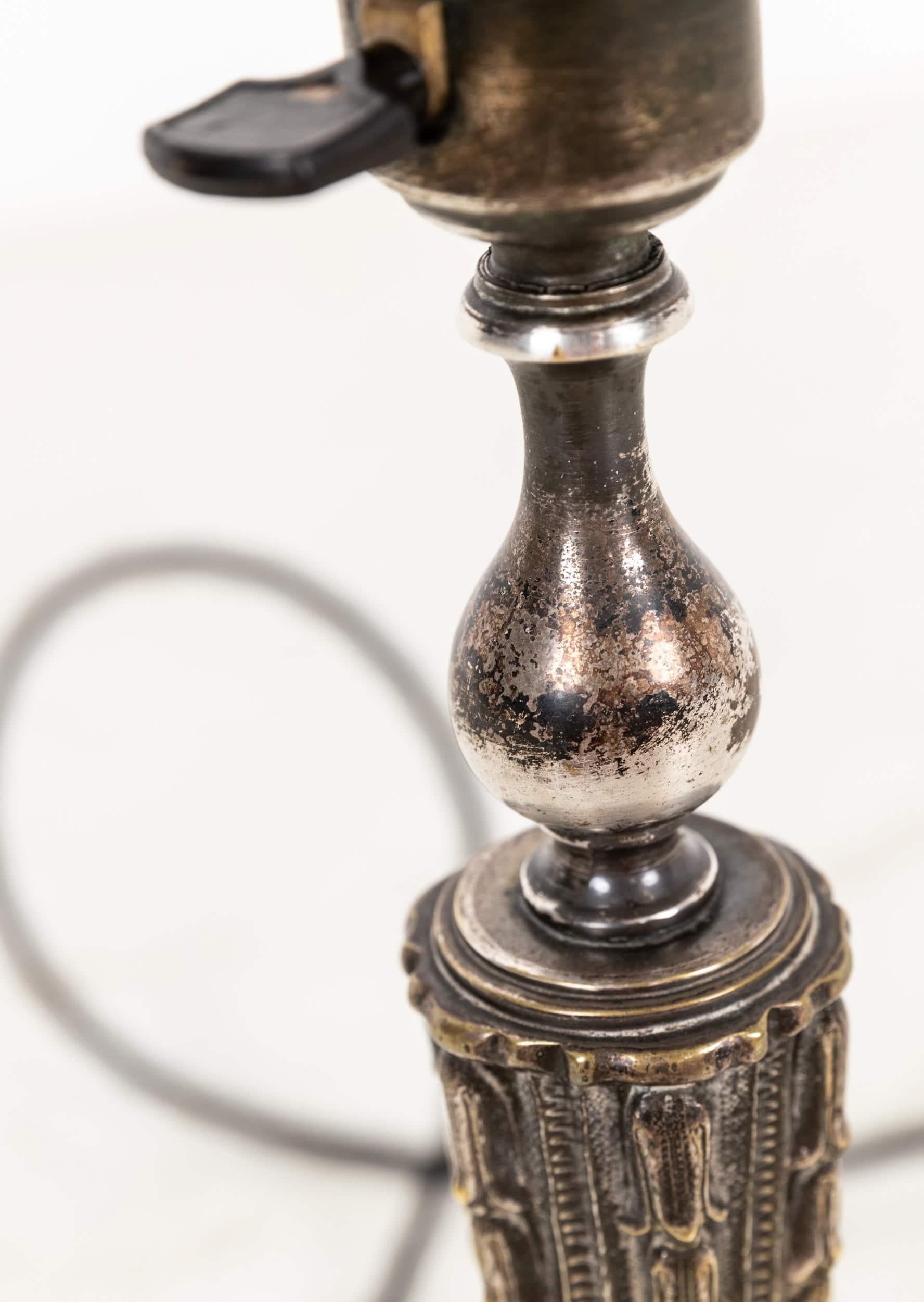 XX secolo Lampada da tavolo antica placcata in argento F&C Osler dei primi del Novecento, 1924 ca. in vendita