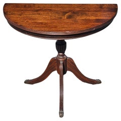 Early 20th Century Federal Mahogany Pedestal Trifid Demilune Table