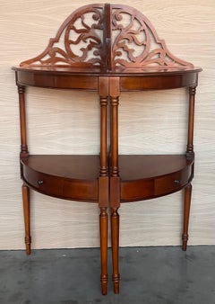 Early 20th Century Federal Style Mahogany Corner Etagere with Drawer