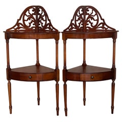 Early 20th Century Federal Style Mahogany Corner Etagere with Drawer