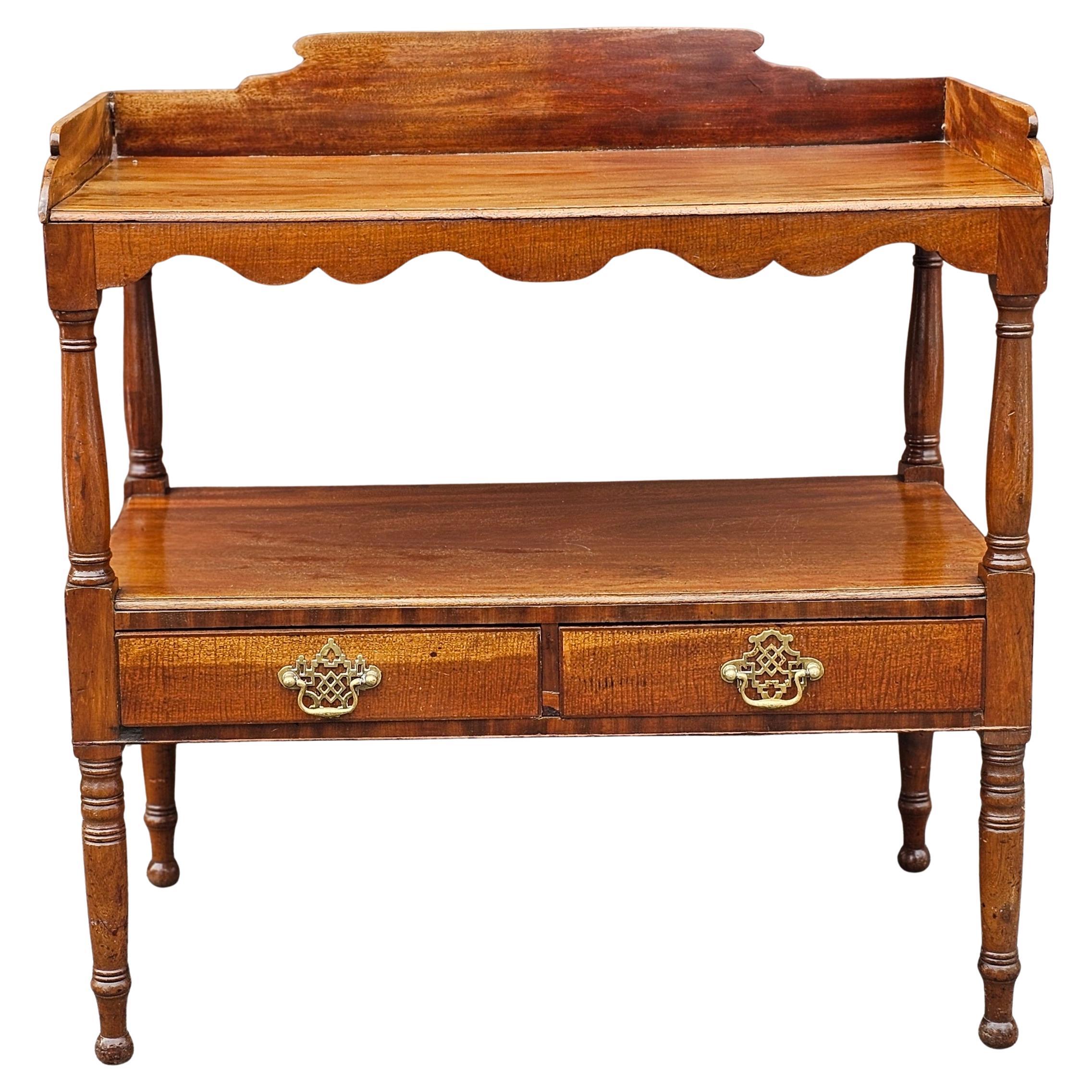 Early 20th Century Federal Style Mahogany Double Drawers Tiered Wash Stand