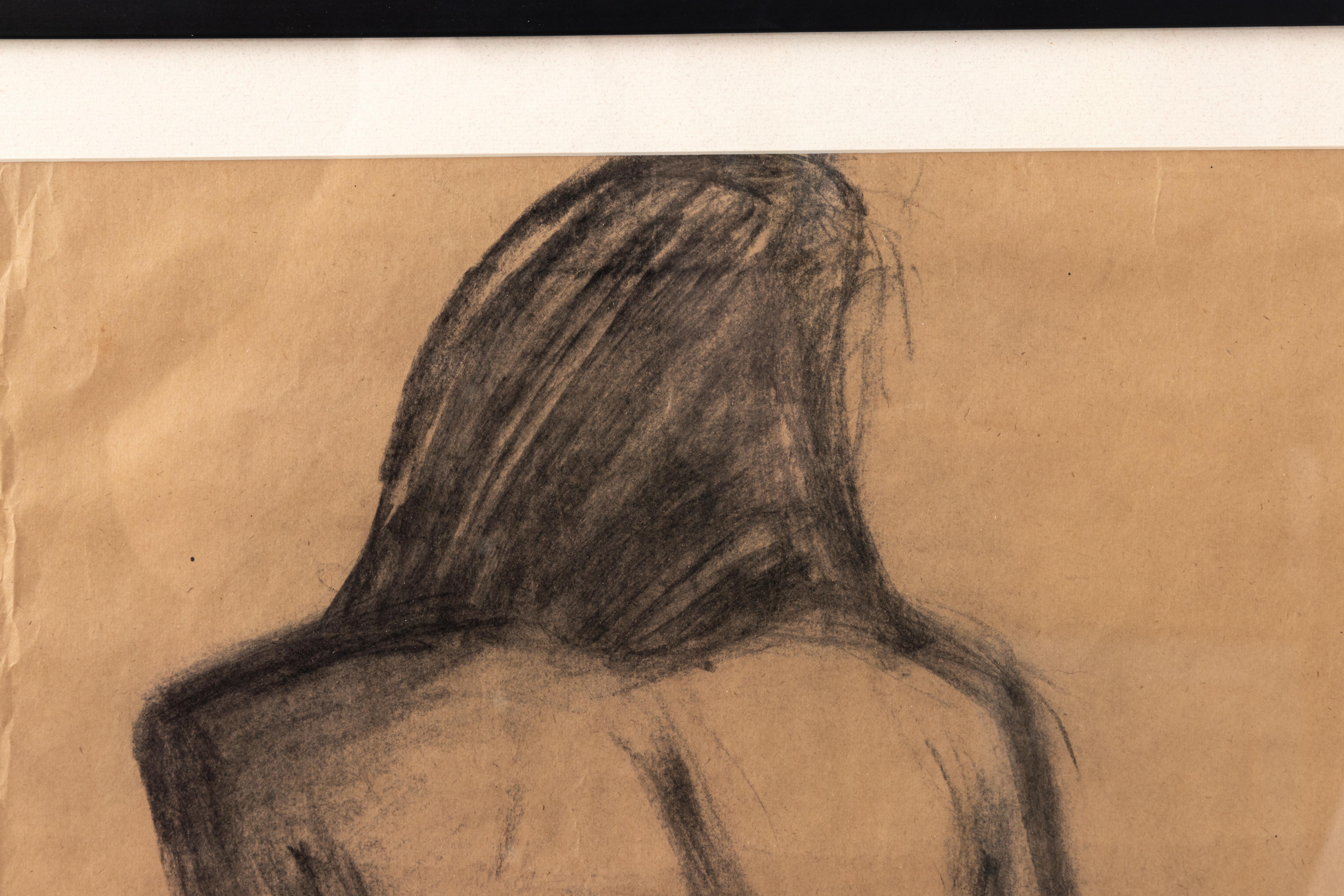 Early 20th Century Modern Female Nude Figure Original Charcoal Drawing In Fair Condition In South Salem, NY