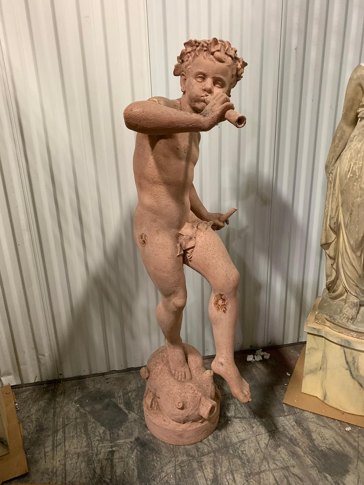 Early 20th century figural painted iron pan statue, attributed to The Durenne Foundry.