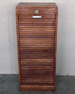 Early 20th Century Filing Cabinet with One Roller Louver Door & Five Shelves