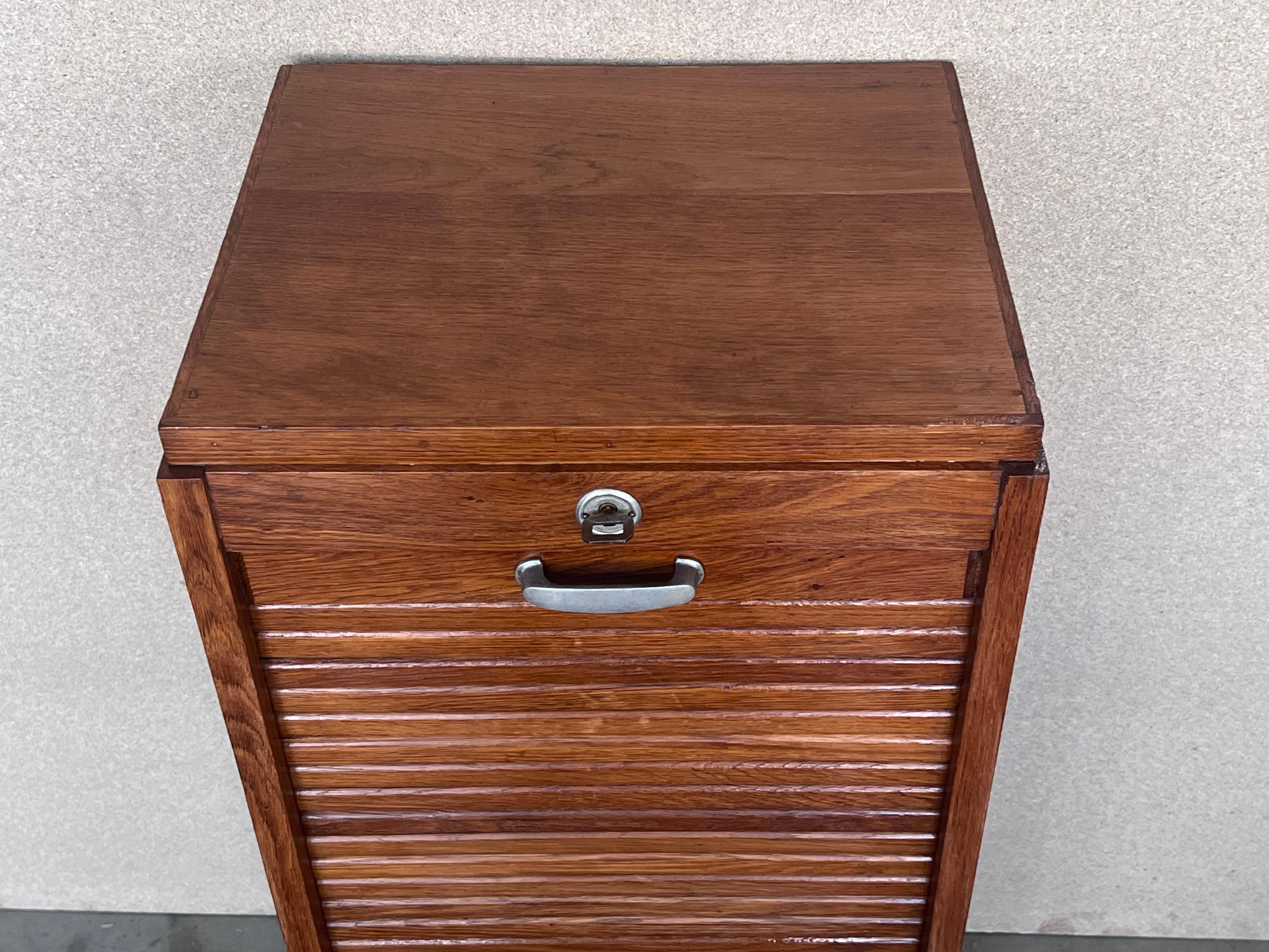 Early 20th Century Filing Cabinet with One Roller Louver Door & Five Shelves For Sale 2