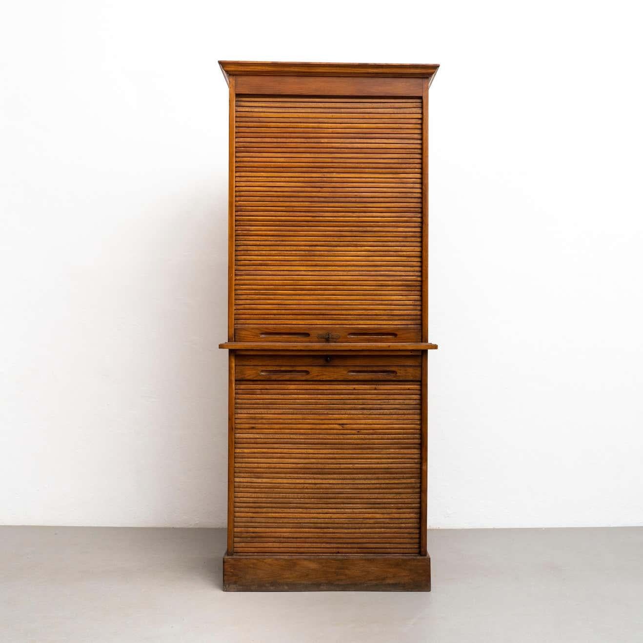 Mid-Century Modern Early 20th Century Filing Cabinet with Two Louvers Doors For Sale