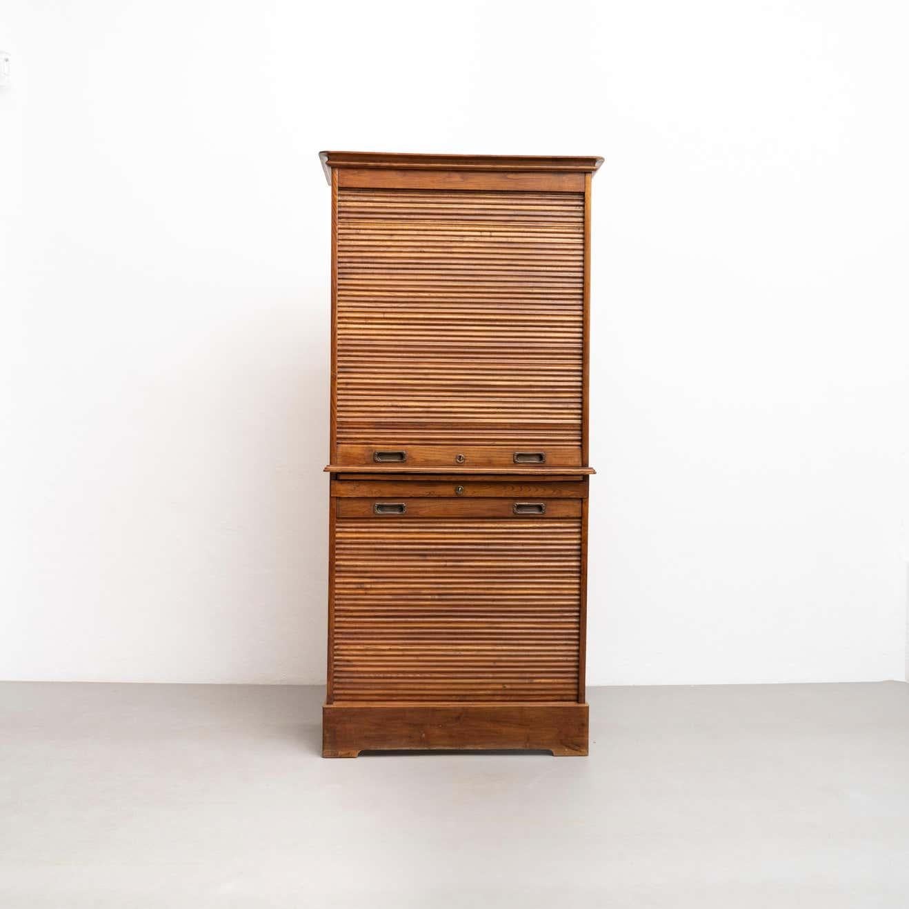 Mid-Century Modern Early 20th Century Filing Cabinet with Two Louvers Doors For Sale