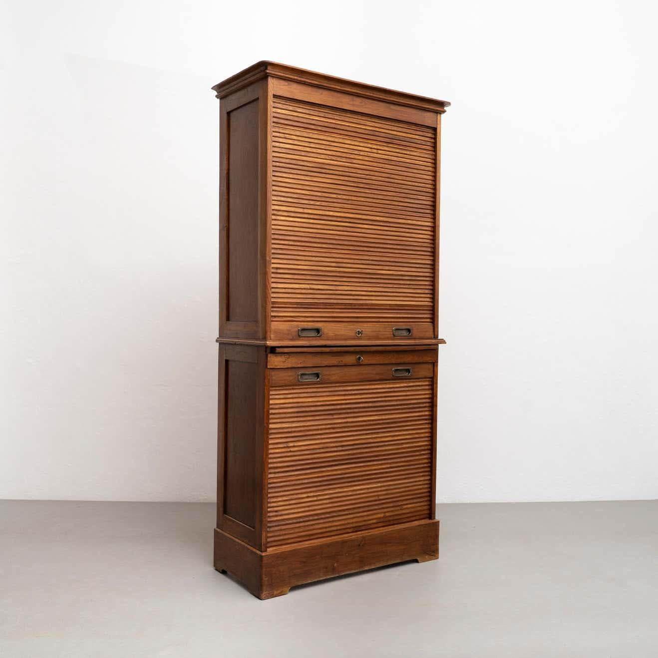 European Early 20th Century Filing Cabinet with Two Louvers Doors For Sale