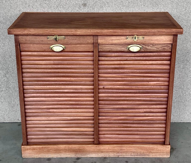 Early 20th Century Filing With Two Roller Louver Door and Ten