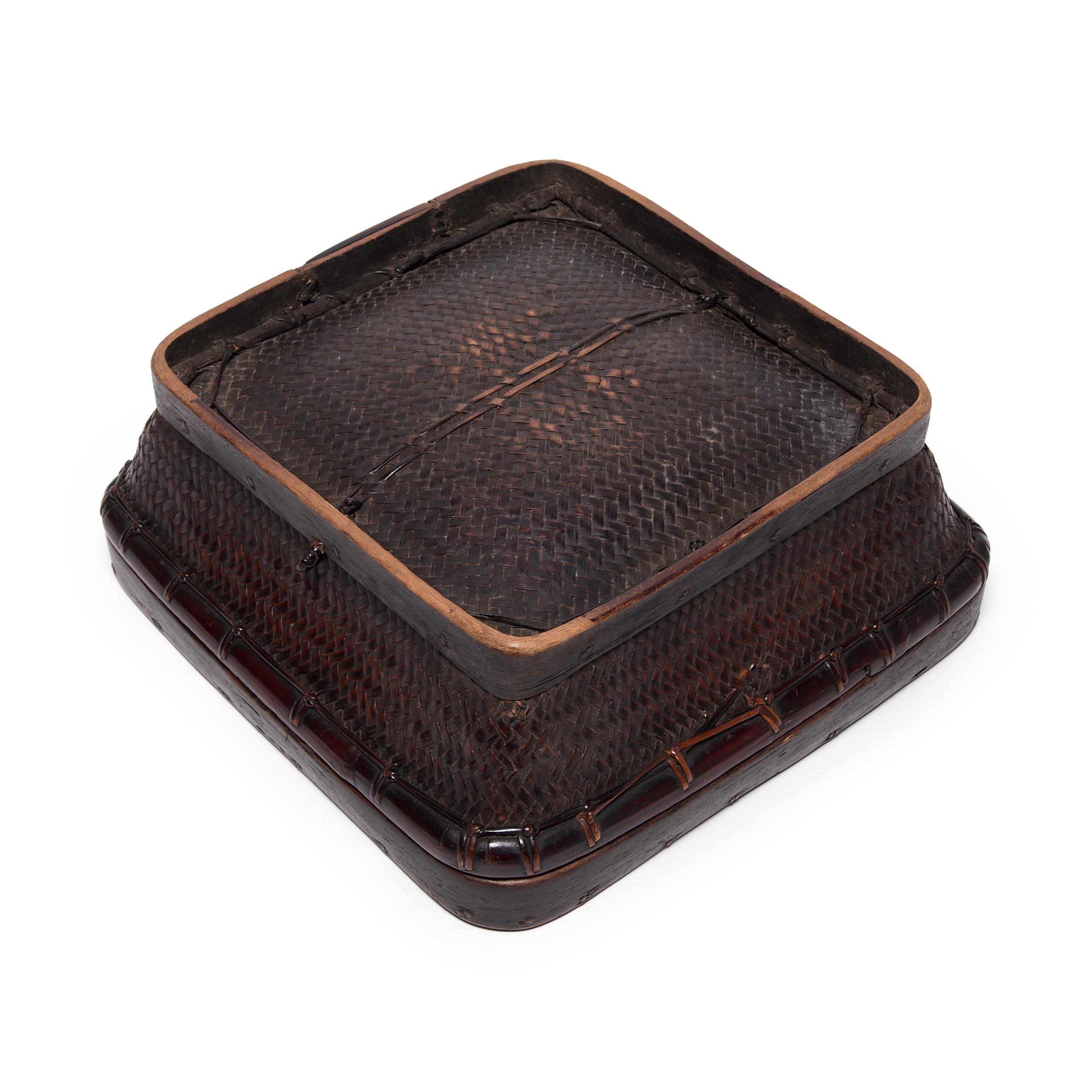 Early 20th Century Filipino Lidded Square Basket 1