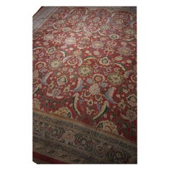 Early 20th Century Fine Hand Knotted Cotton Agra Rug Nearly Square
