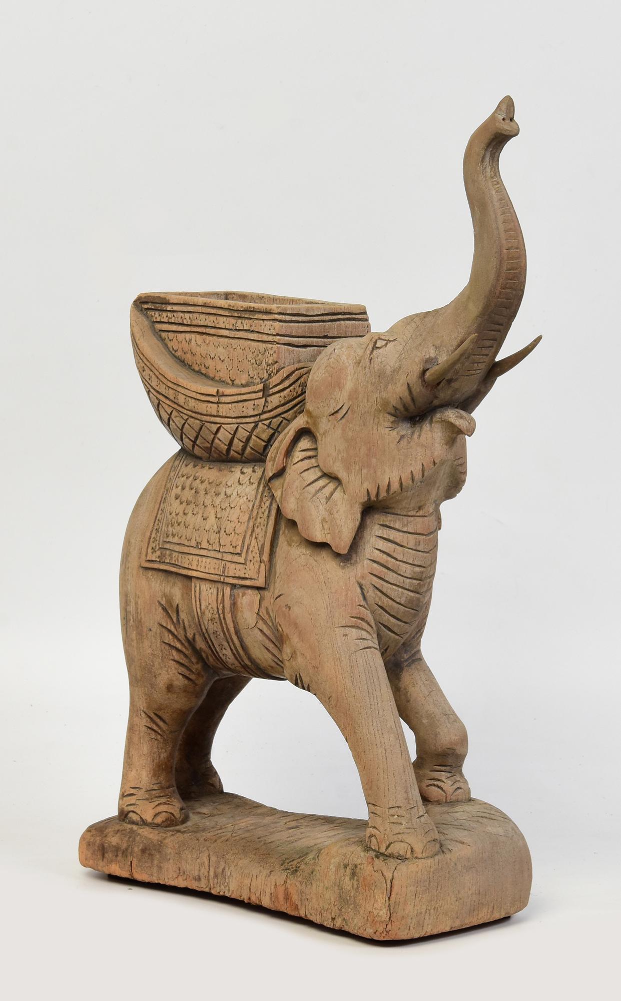 Early 20th Century, Finely Carved Asian Wooden Walking Elephant Animal Statue For Sale 8