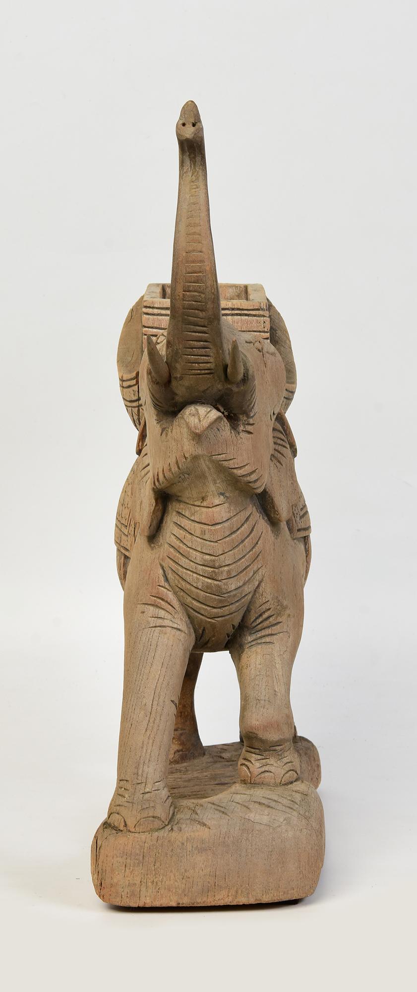 Early 20th Century, Finely Carved Asian Wooden Walking Elephant Animal Statue For Sale 9