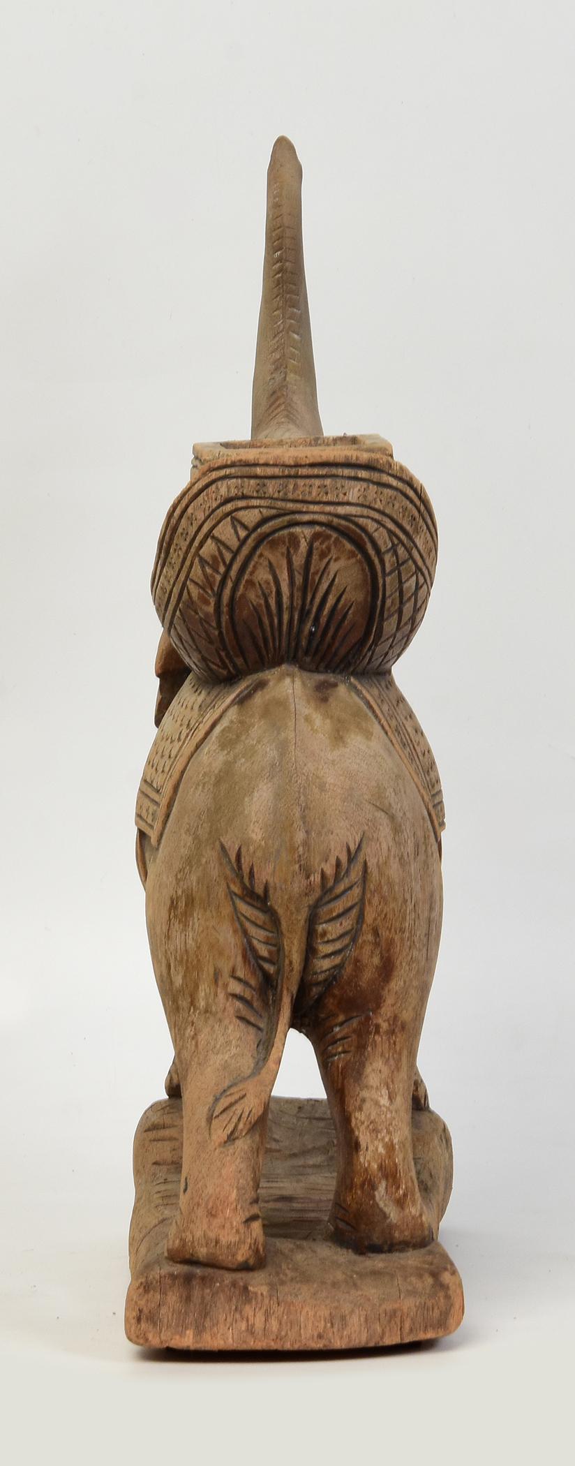 Early 20th Century, Finely Carved Asian Wooden Walking Elephant Animal Statue For Sale 4