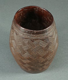 Early 20th Century Finely Carved Wood Kuba Cup with Geometric Designs, Africa