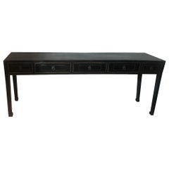 Early 20th Century Fir Black Painted Large Console Table, 1920s