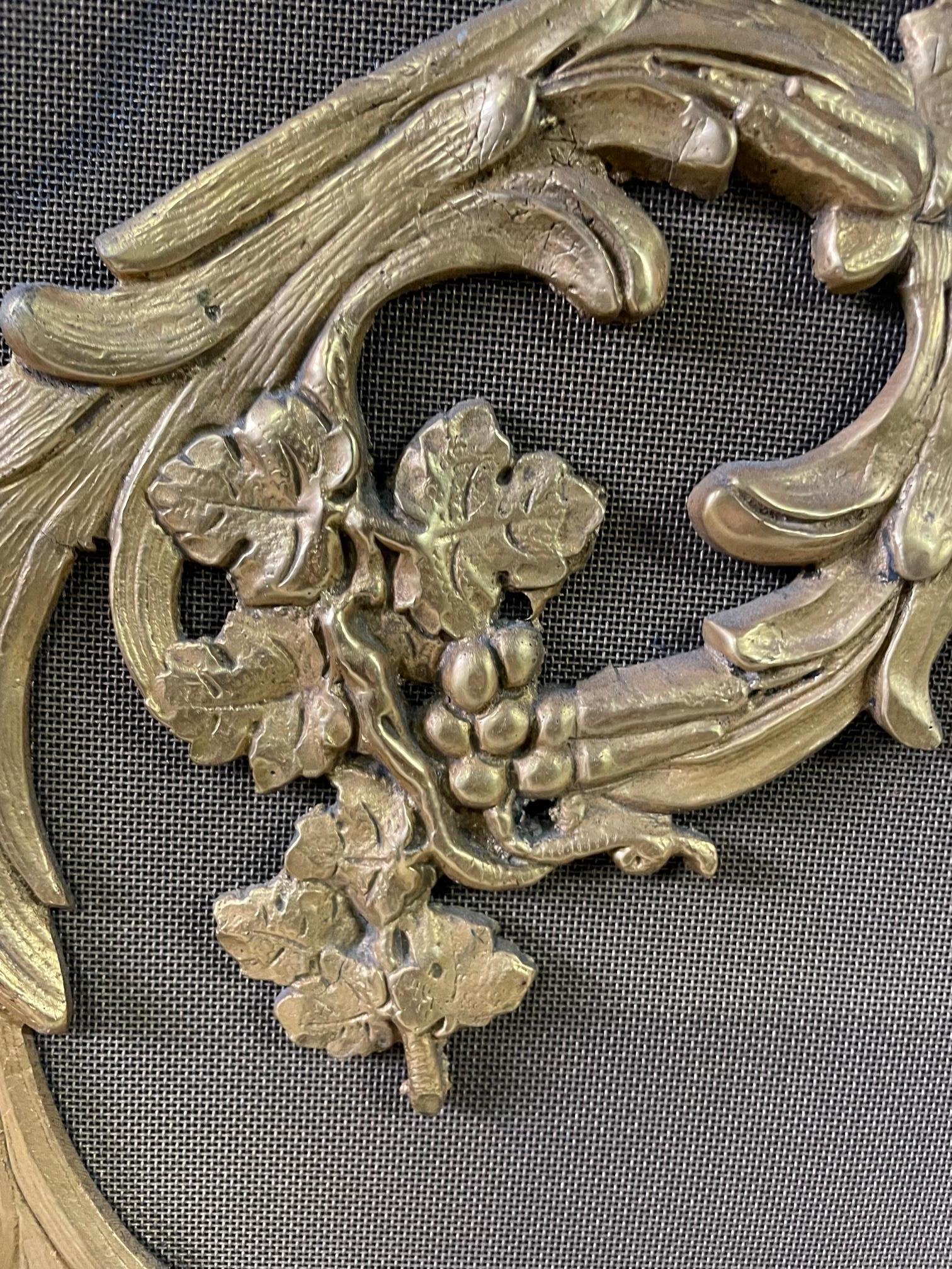 Brass Early 20th Century Fire Screen in the Rococo Style For Sale