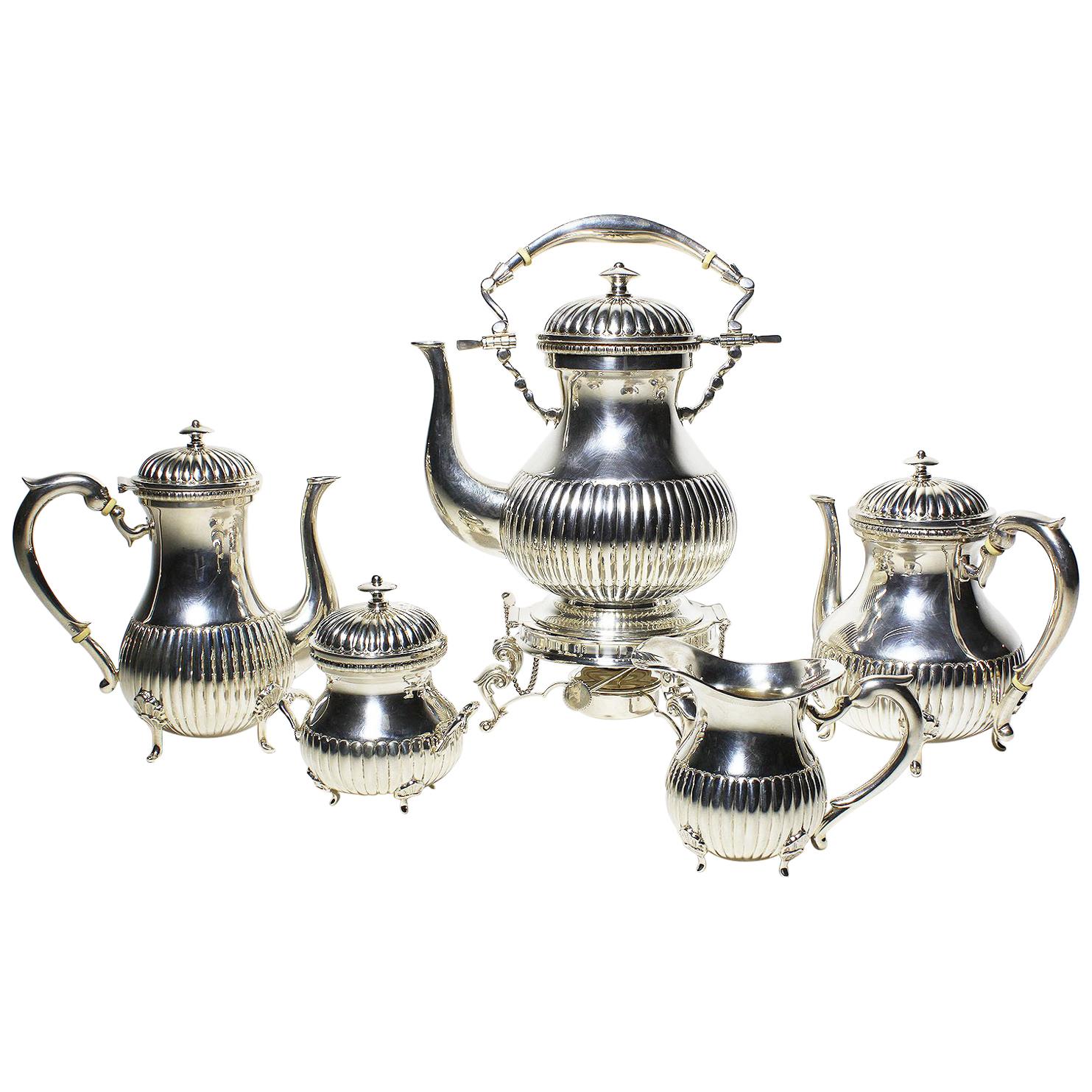 Early 20th Century Five-Piece Louis XV Style Sterling Silver Tea and Coffee Set