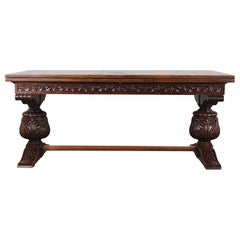 Early 20th Century Flemish Carved Oak Dining Table