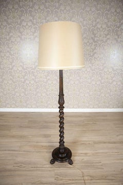 Early 20th-Century Floor Lamp on Brown Wooden Base in Chippendale Style