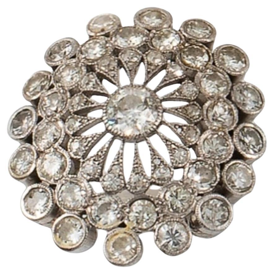 Early 20th Century Floral Spray Diamond  Platinum Ring