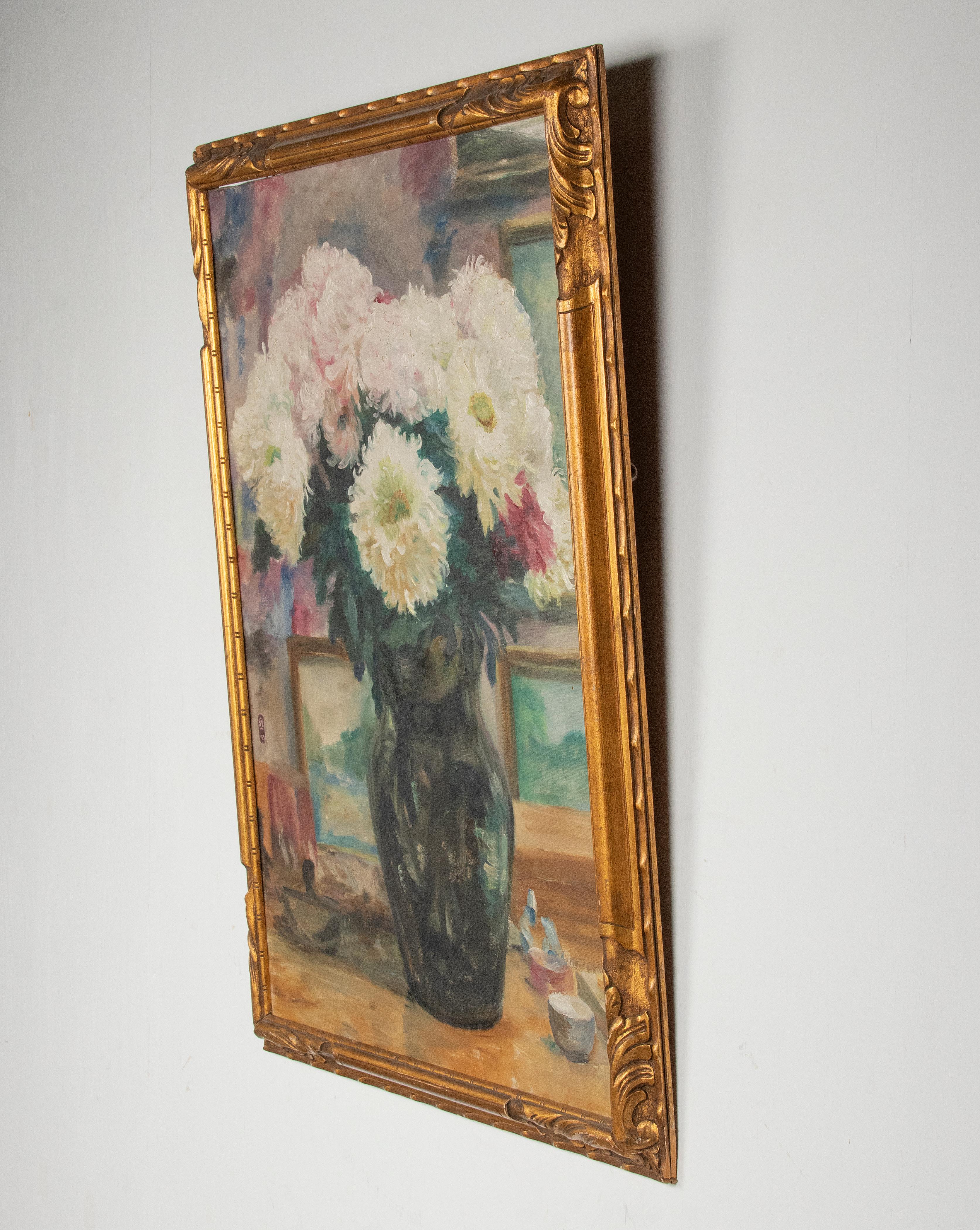 Early 20th Century Flower Painting by Pol C. Parmentier, 1927 For Sale 2