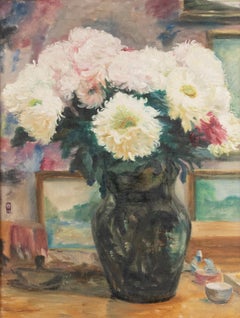 Early 20th Century Flower Painting by Pol C. Parmentier, 1927