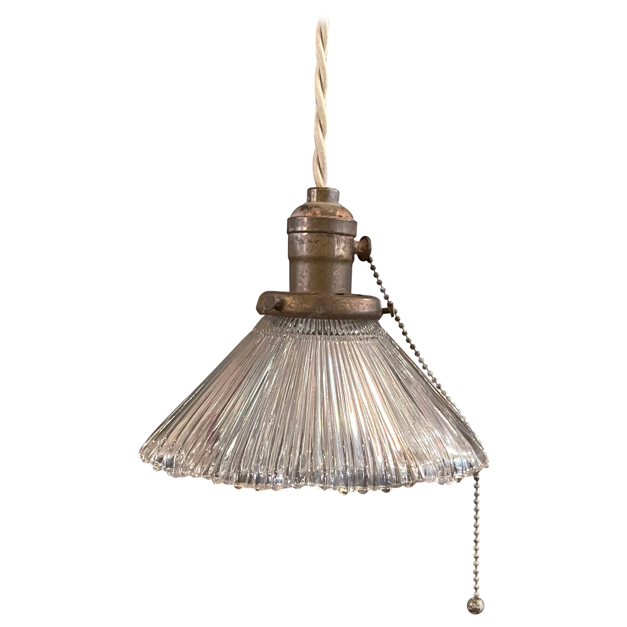 Early 20th Century Fluted Ruffle Glass Pendant Light