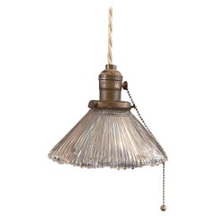 Early 20th Century Fluted Ruffle Glass Pendant Light