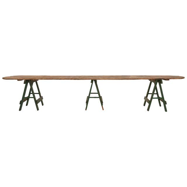 Antique Galvanized Steel Top Farmhouse Table at 1stdibs