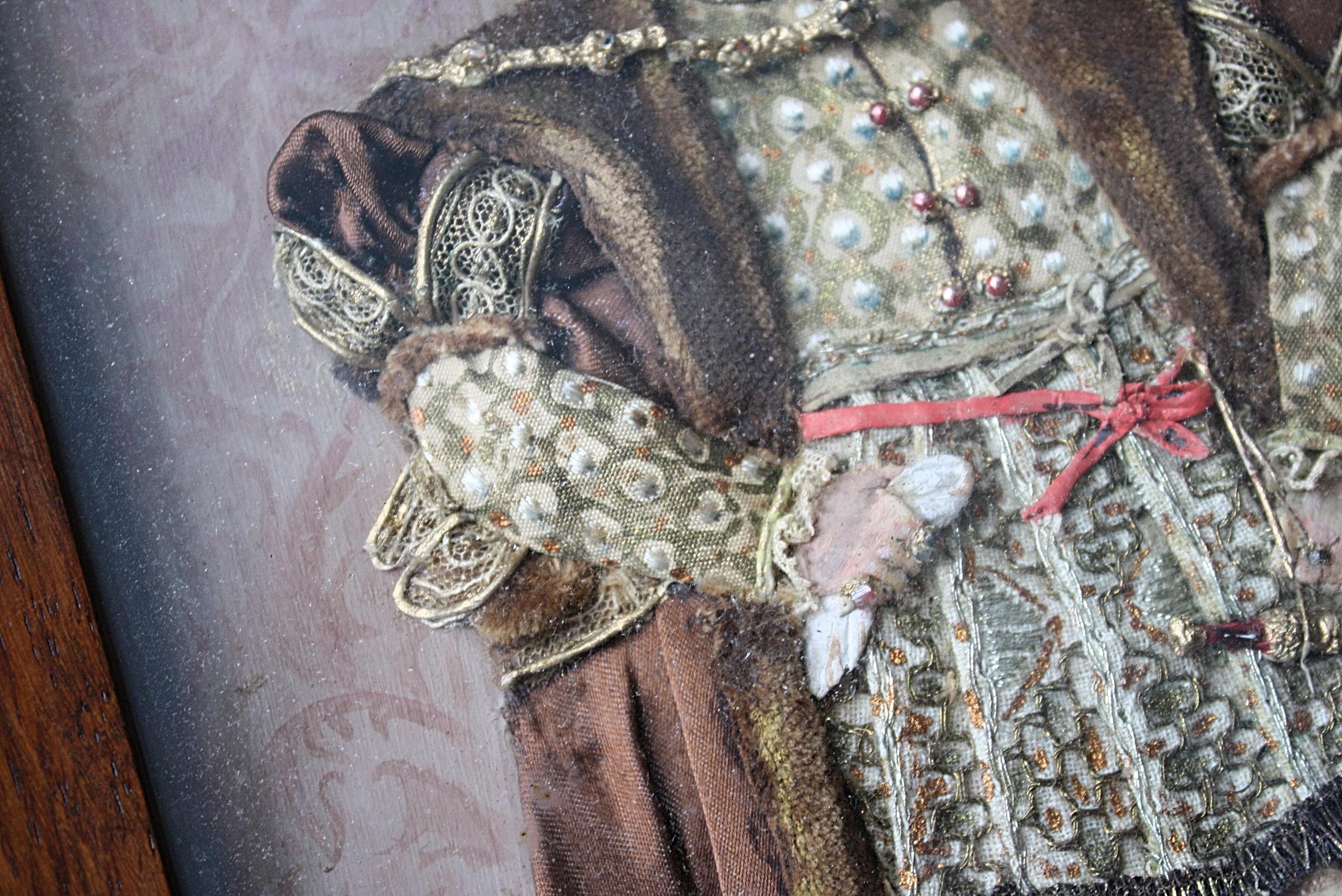 Frühe 20. Jahrhundert Folk Art Appliqué Collagen Henry VII & Queen Elizabeth 1st  im Angebot 5