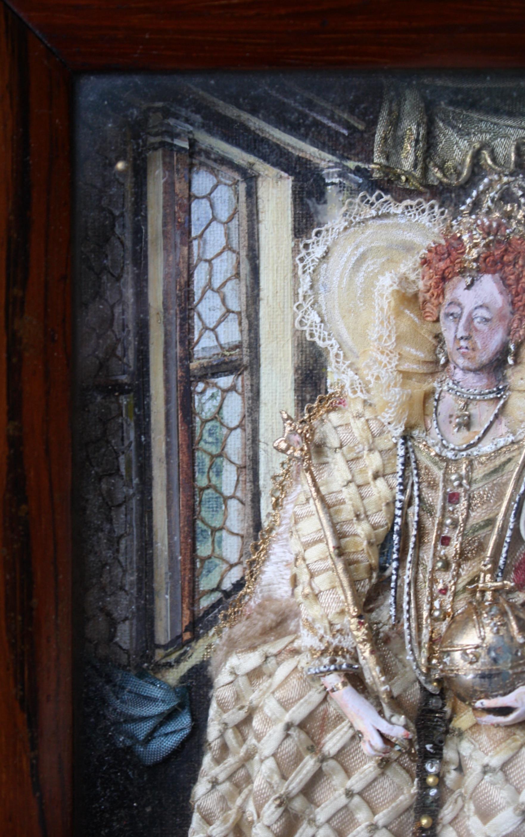 Frühe 20. Jahrhundert Folk Art Appliqué Collagen Henry VII & Queen Elizabeth 1st  im Angebot 10