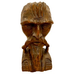 Early 20th Century Folk Art Carved Bust of a Bearded Gentleman