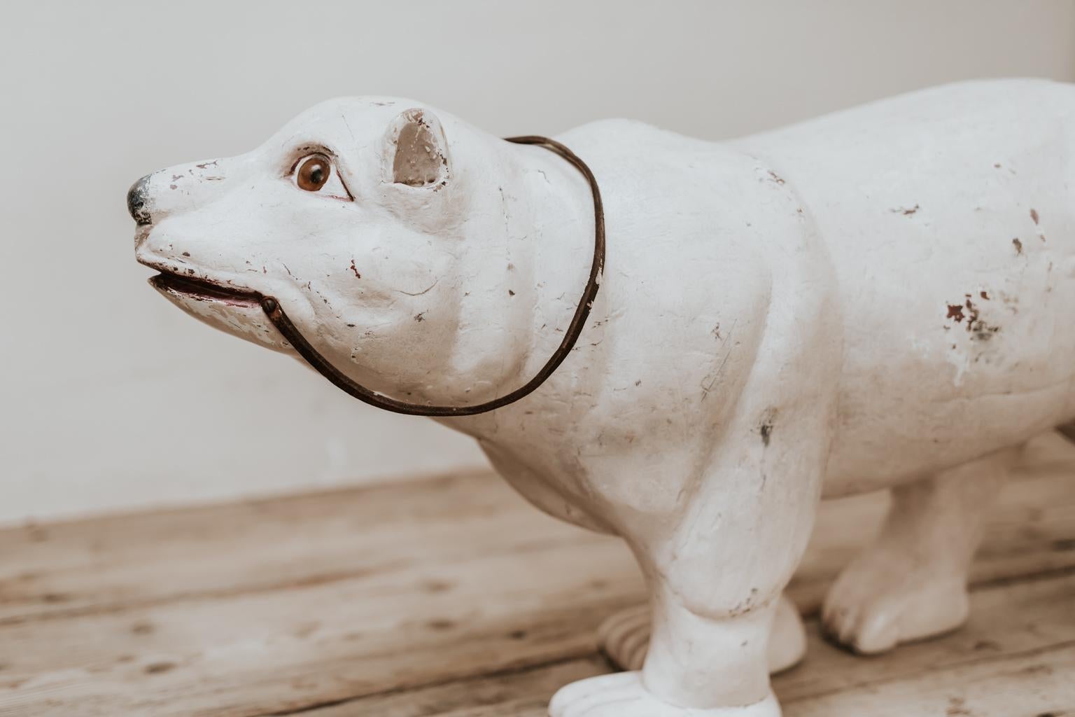 Early 20th Century Folk Art Carved Wood Polar Bear 3