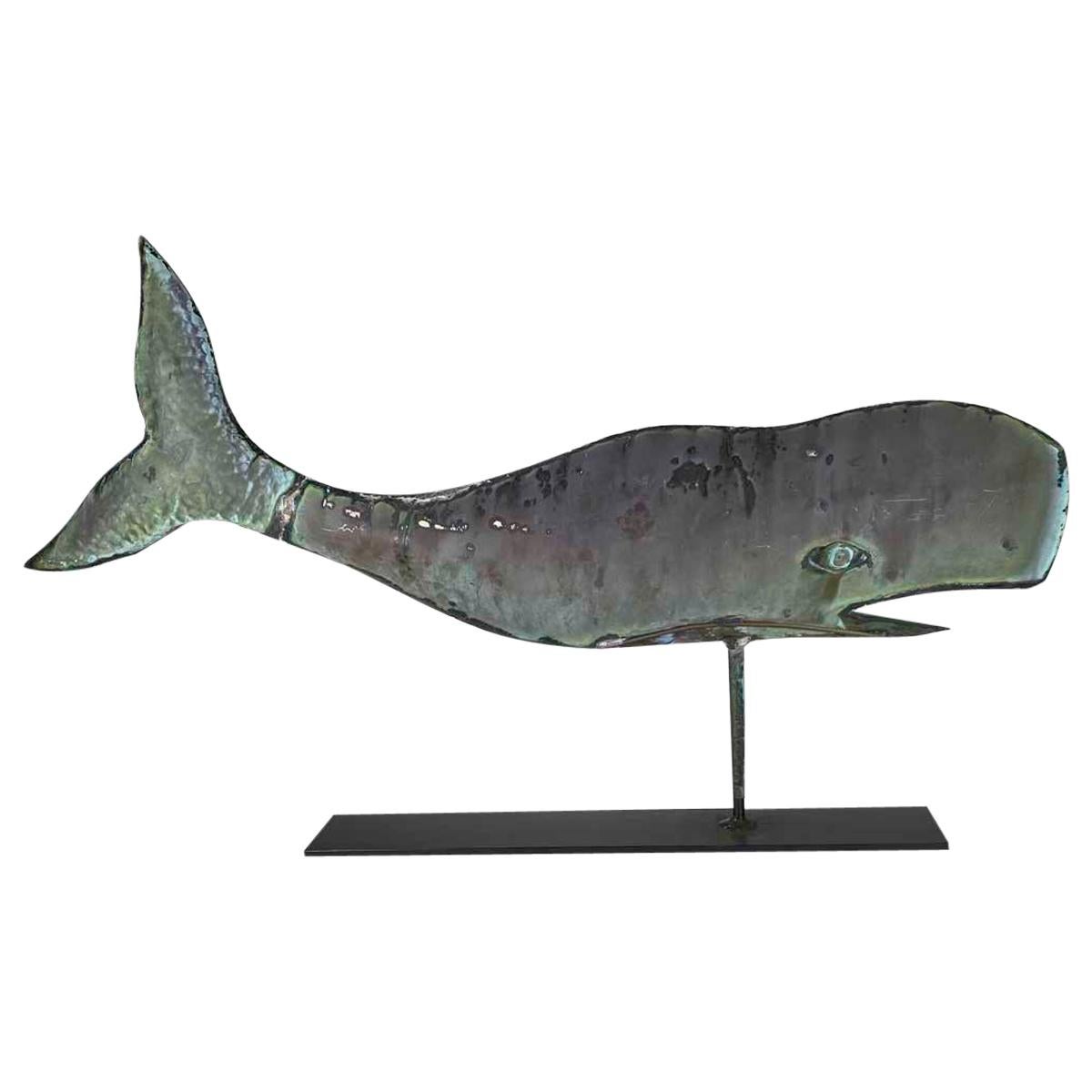 Early 20th Century Folk Art Copper Whale Weathervane