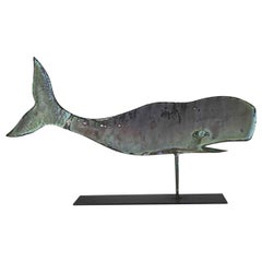 Antique Early 20th Century Folk Art Copper Whale Weathervane