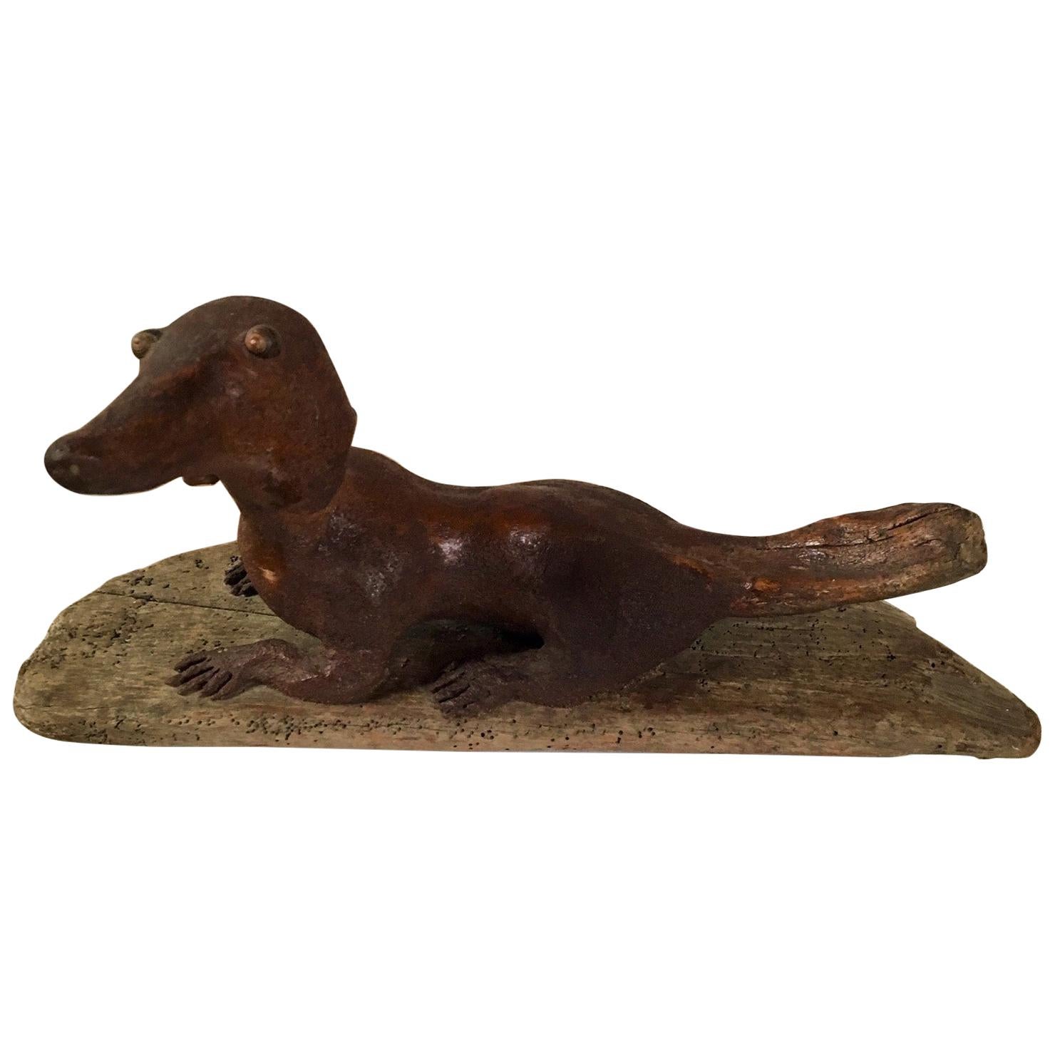 Early 20th Century Folk Art Driftwood Dachshund Dog For Sale