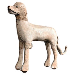 Début du 20ème siècle Folk art anglais forme de chien articulé de jouet 