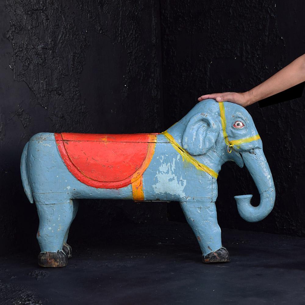 Early 20th Century Folk Art Fairground Elephant 
We share what we love, and we love this charming and naively formed early 20th century hand craved fairground ride figure. With a delightful folk-art appeal, likely to have been constructed by a