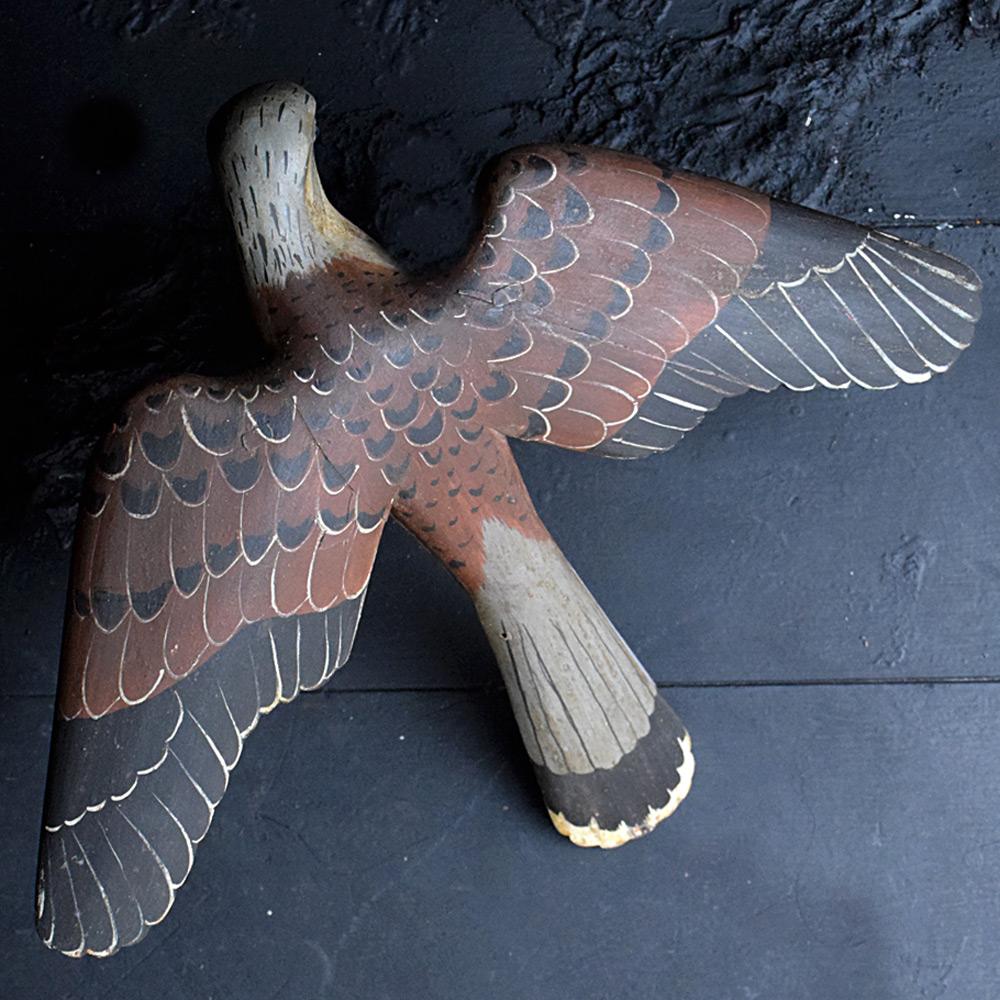 Hand-Carved Early 20th Century Folk Art German Carved Bird of Prey