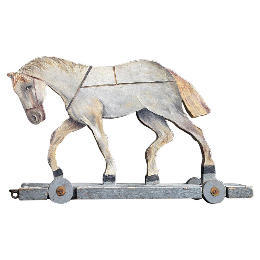 Early 20th Century Folk art German Pull along Horse Toy