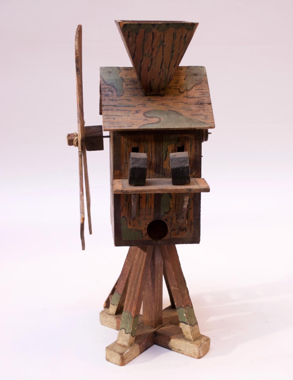 Early 20th Century Folk Art Hand Carved and Painted Barn Whirligig / Birdhouse In Good Condition In Brooklyn, NY