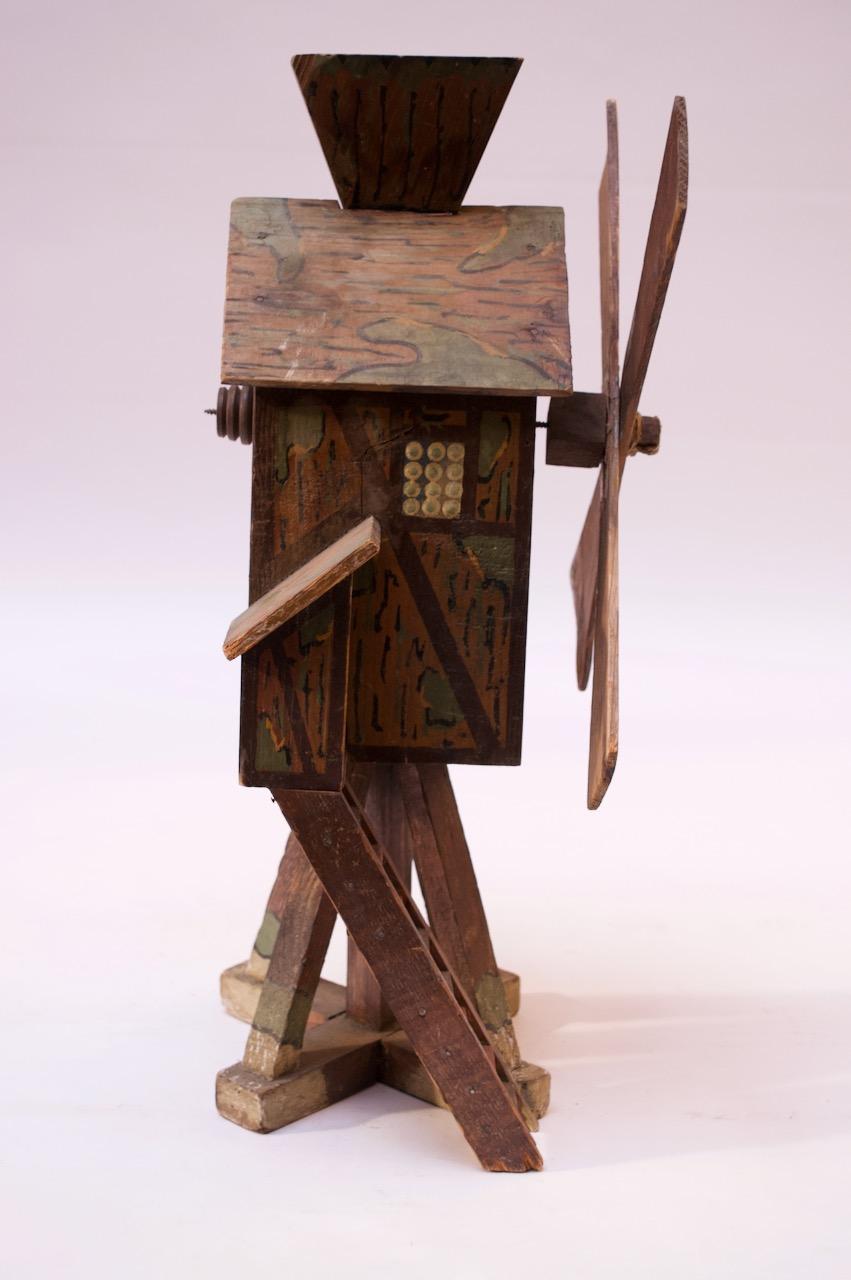 Early 20th Century Folk Art Hand Carved and Painted Barn Whirligig / Birdhouse 1