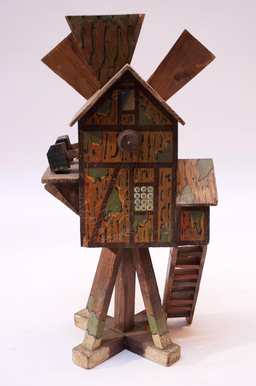 Early 20th Century Folk Art Hand Carved and Painted Barn Whirligig / Birdhouse 2