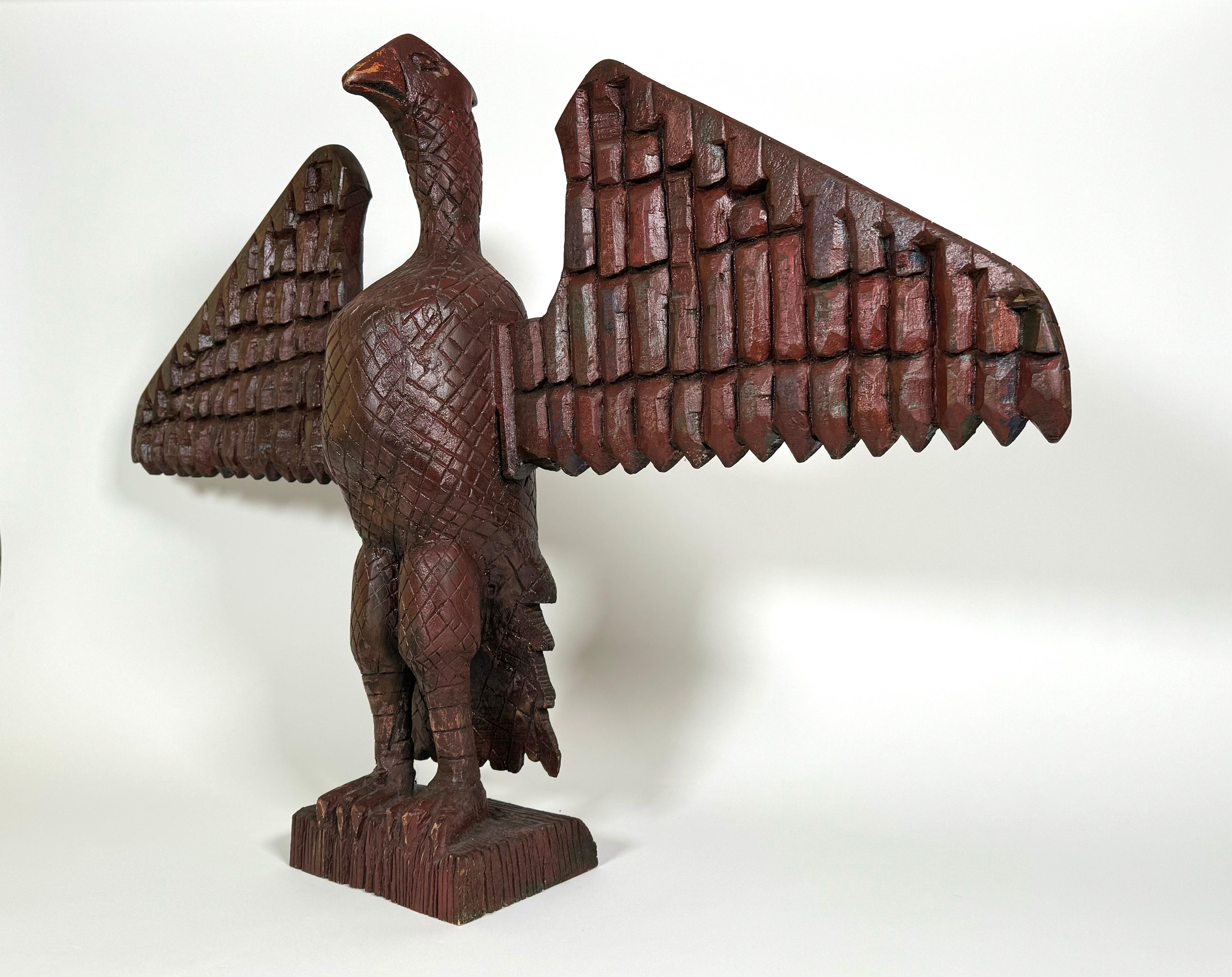 Early 20th Century Folk Art Hand Carved Wooden Eagle For Sale 4